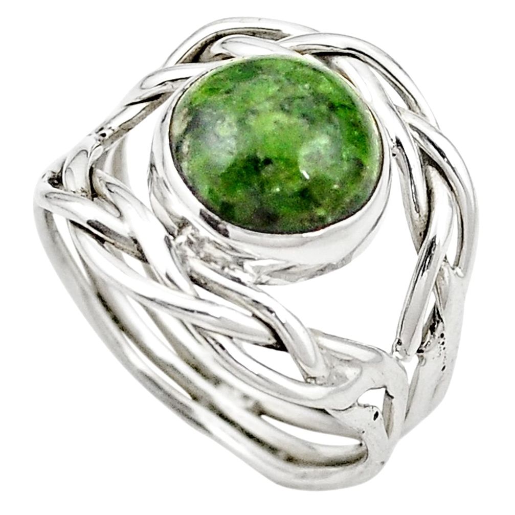 Natural green chrome diopside 925 sterling silver ring size 8 m43949