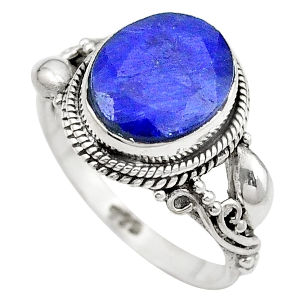 Natural blue lapis lazuli 925 sterling silver ring jewelry size 7 m44044