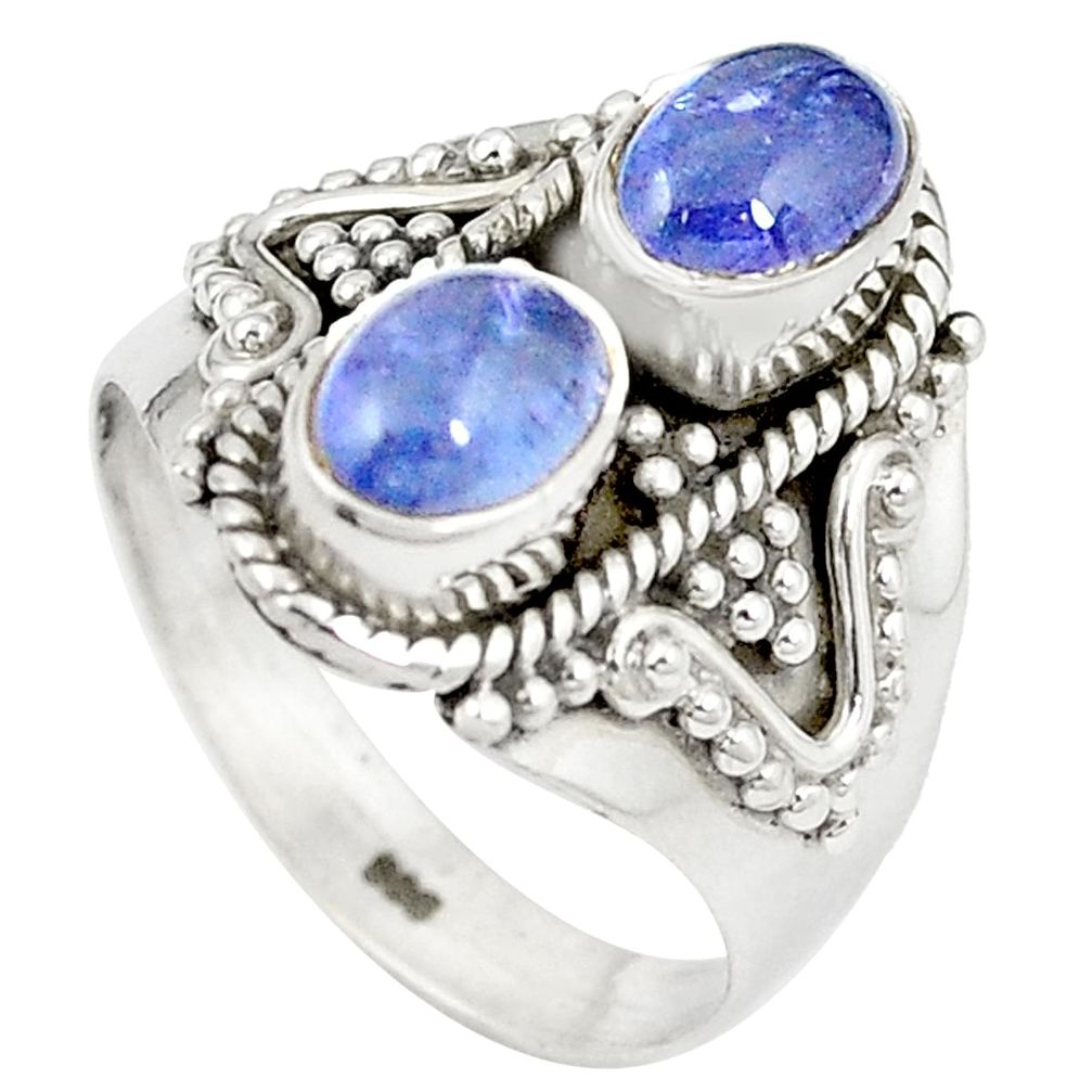 Natural blue tanzanite 925 sterling silver ring jewelry size 7 m44827