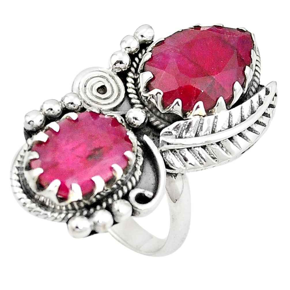 Natural red ruby 925 sterling silver ring jewelry size 6.5 m44934