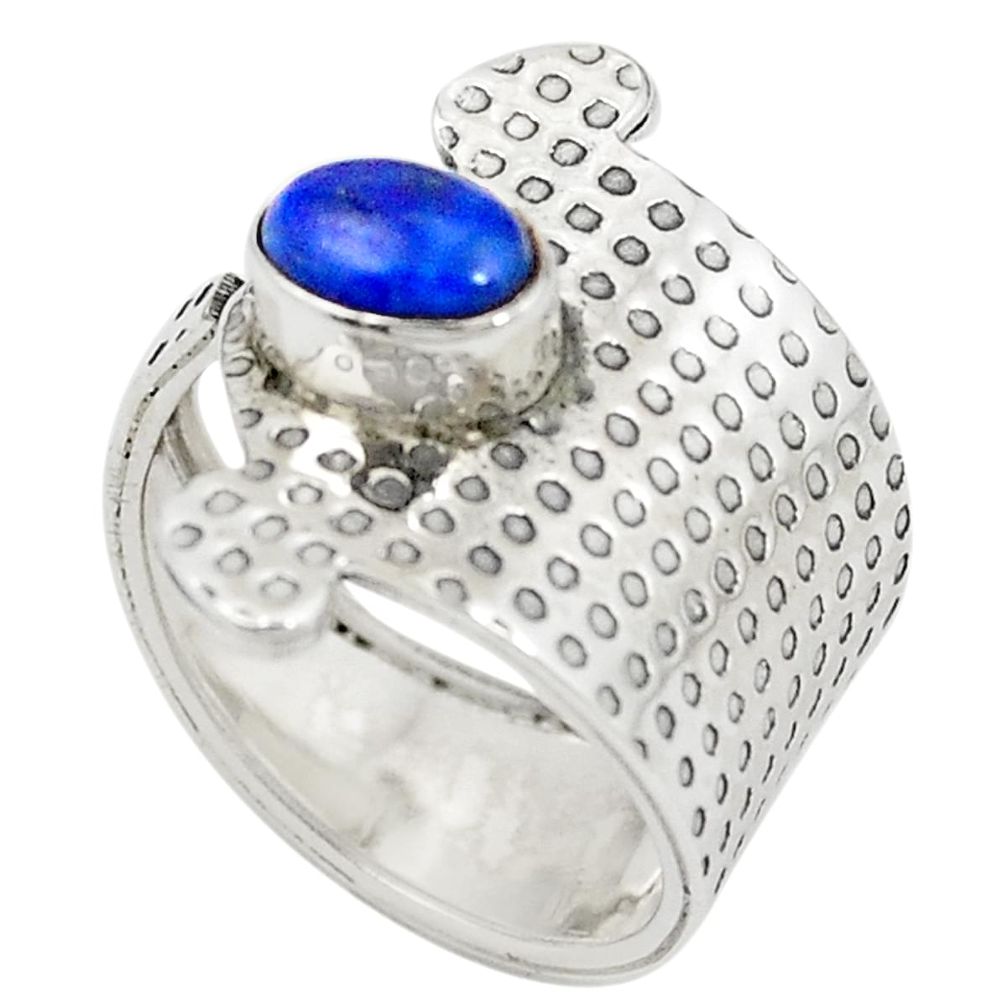 925 sterling silver natural blue lapis lazuli adjustable ring size 6 m44960