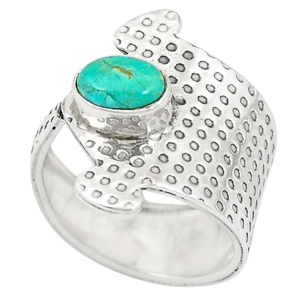Blue arizona mohave turquoise 925 silver adjustable ring jewelry size 6 m44991