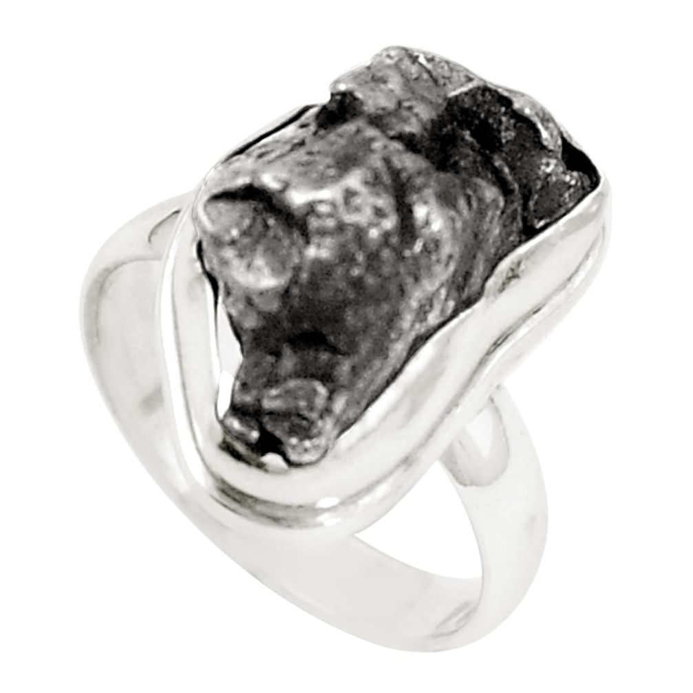 Natural campo del cielo (meteorite) 925 sterling silver ring size 7 m45545