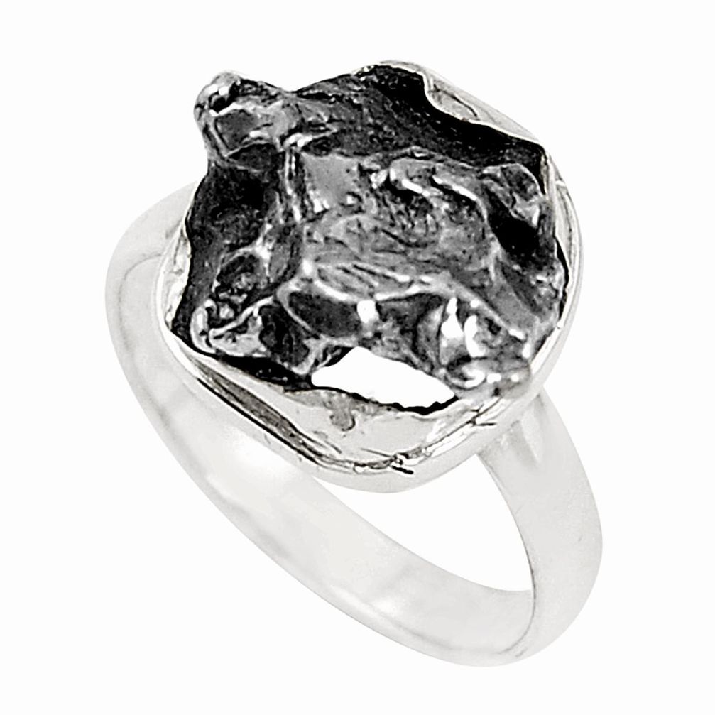 925 sterling silver natural campo del cielo (meteorite) ring size 8 m45558