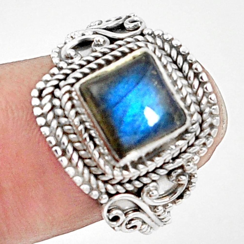 Natural blue labradorite 925 sterling silver ring jewelry size 7 m45744