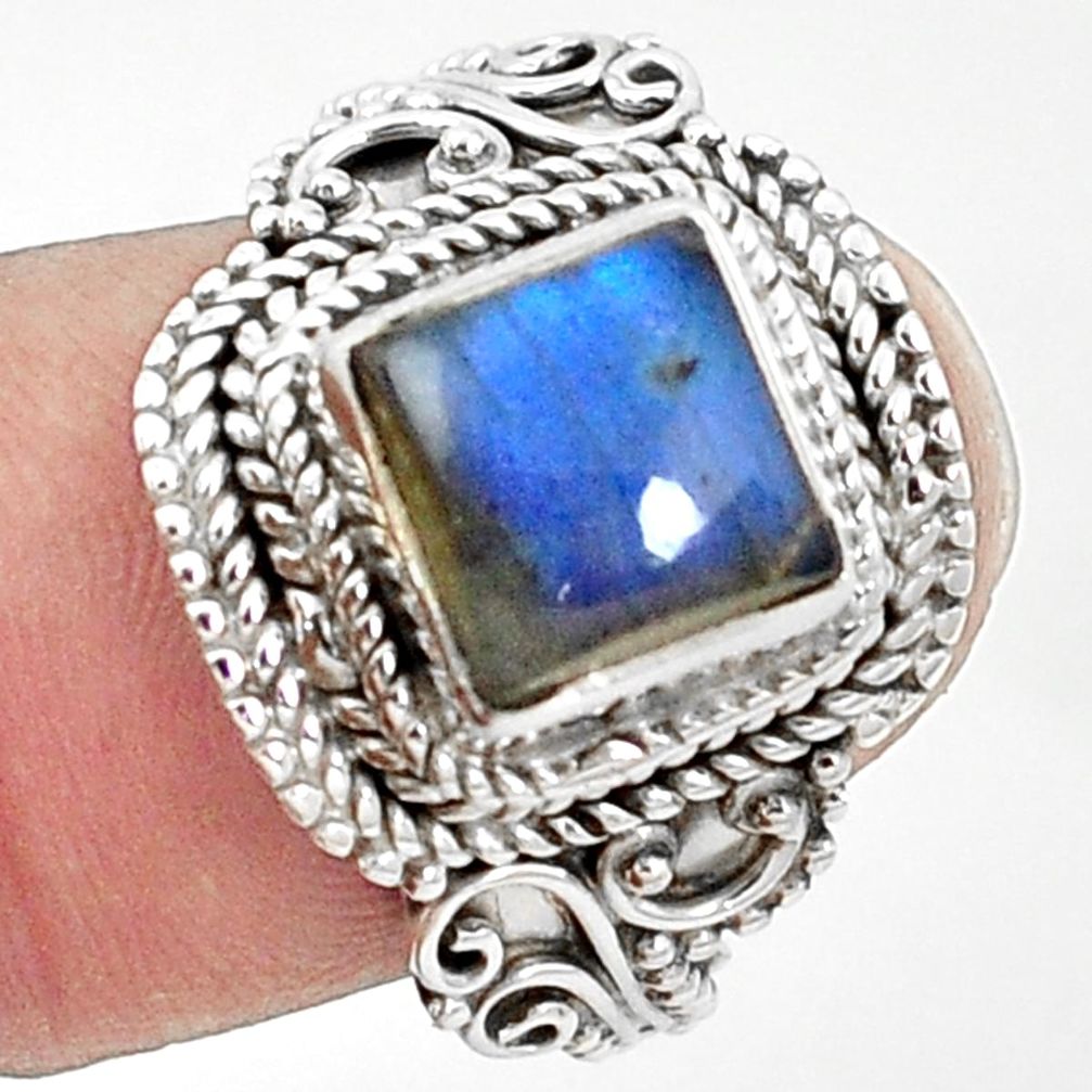 Natural blue labradorite 925 sterling silver ring jewelry size 7.5 m45760