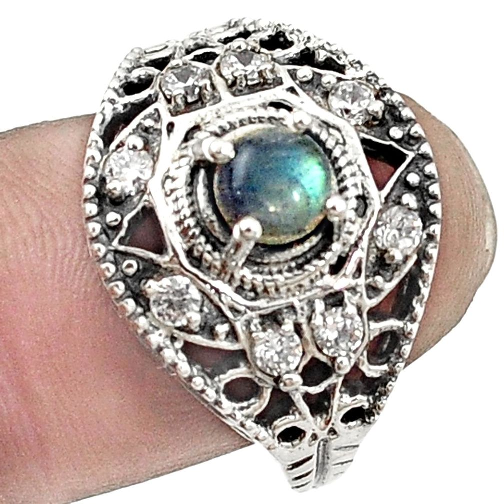 Natural blue labradorite topaz 925 sterling silver ring size 7 m45804