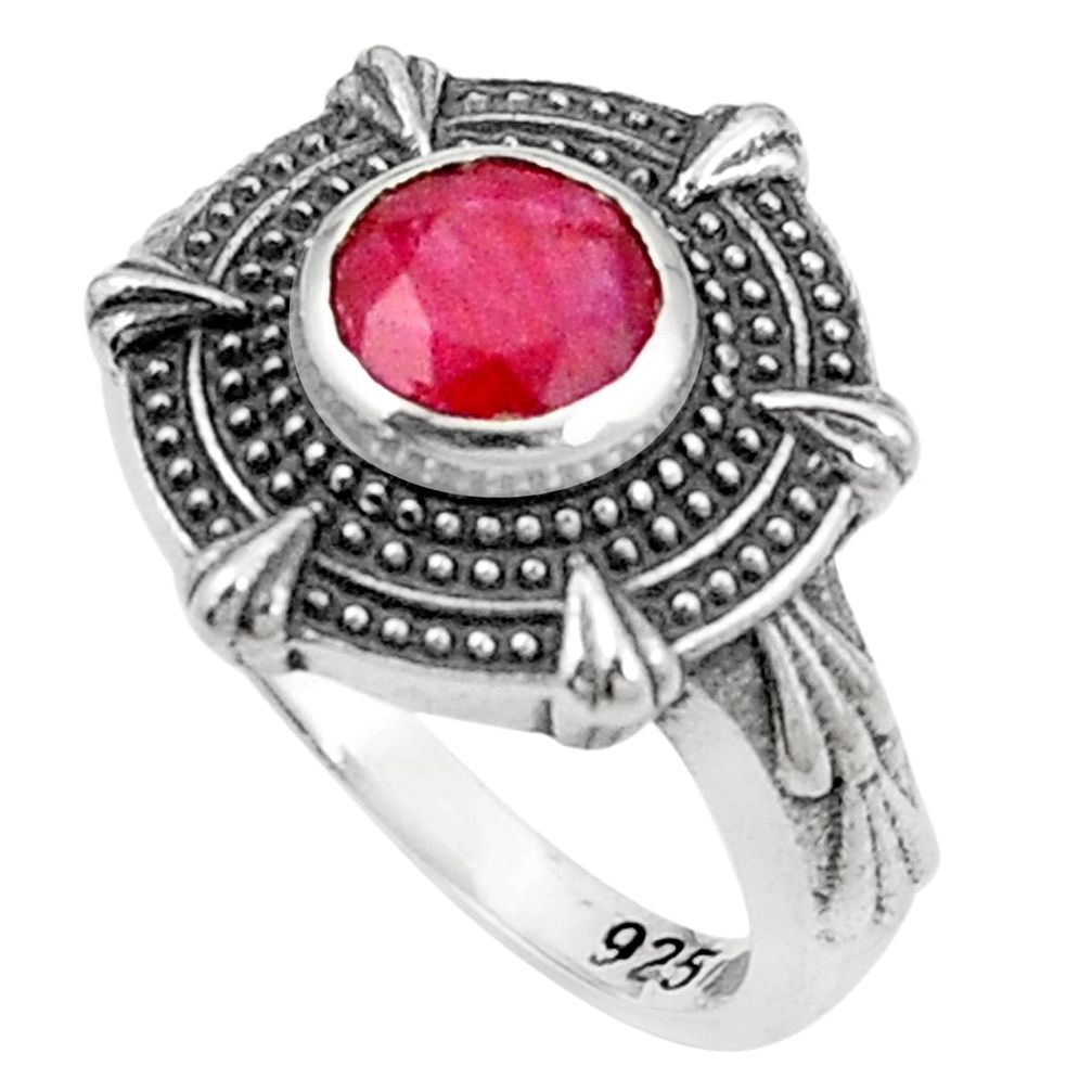 Natural red ruby 925 sterling silver ring jewelry size 6.5 m45816