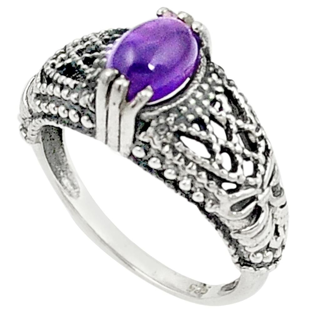 Natural purple amethyst 925 sterling silver ring jewelry size 6.5 m45951