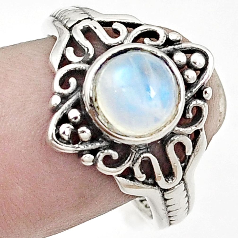 Natural rainbow moonstone 925 sterling silver ring jewelry size 8 m45975