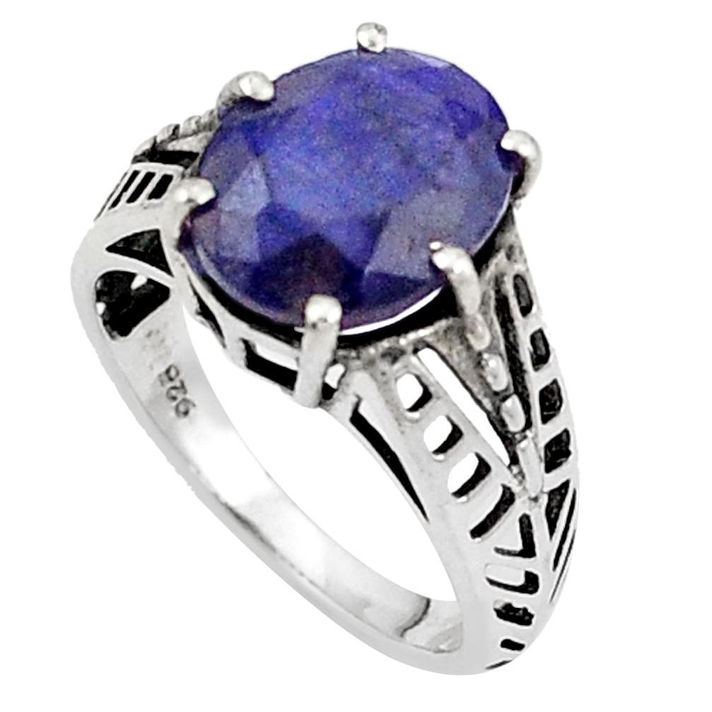 Natural blue sapphire 925 sterling silver ring jewelry size 6 m45994