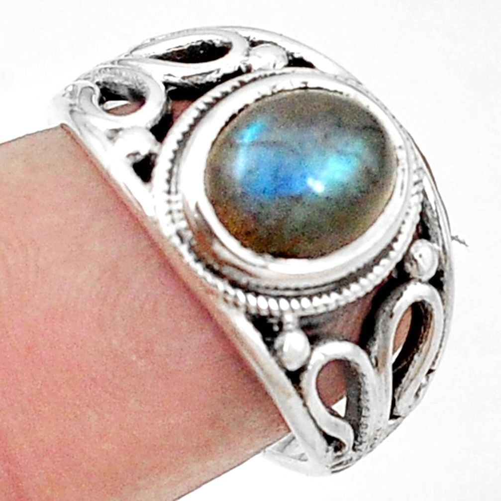 Natural blue labradorite 925 sterling silver ring jewelry size 5.5 m45996