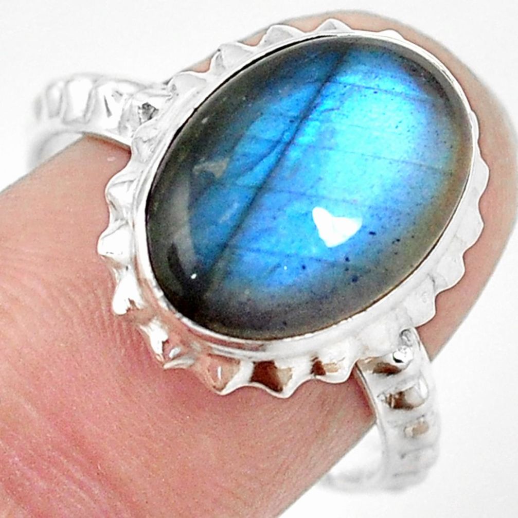 Natural blue labradorite 925 sterling silver ring jewelry size 7 m46502