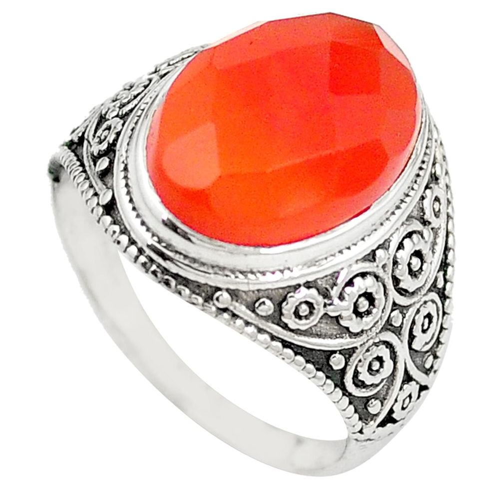 Natural orange onyx 925 sterling silver ring jewelry size 6.5 m46707