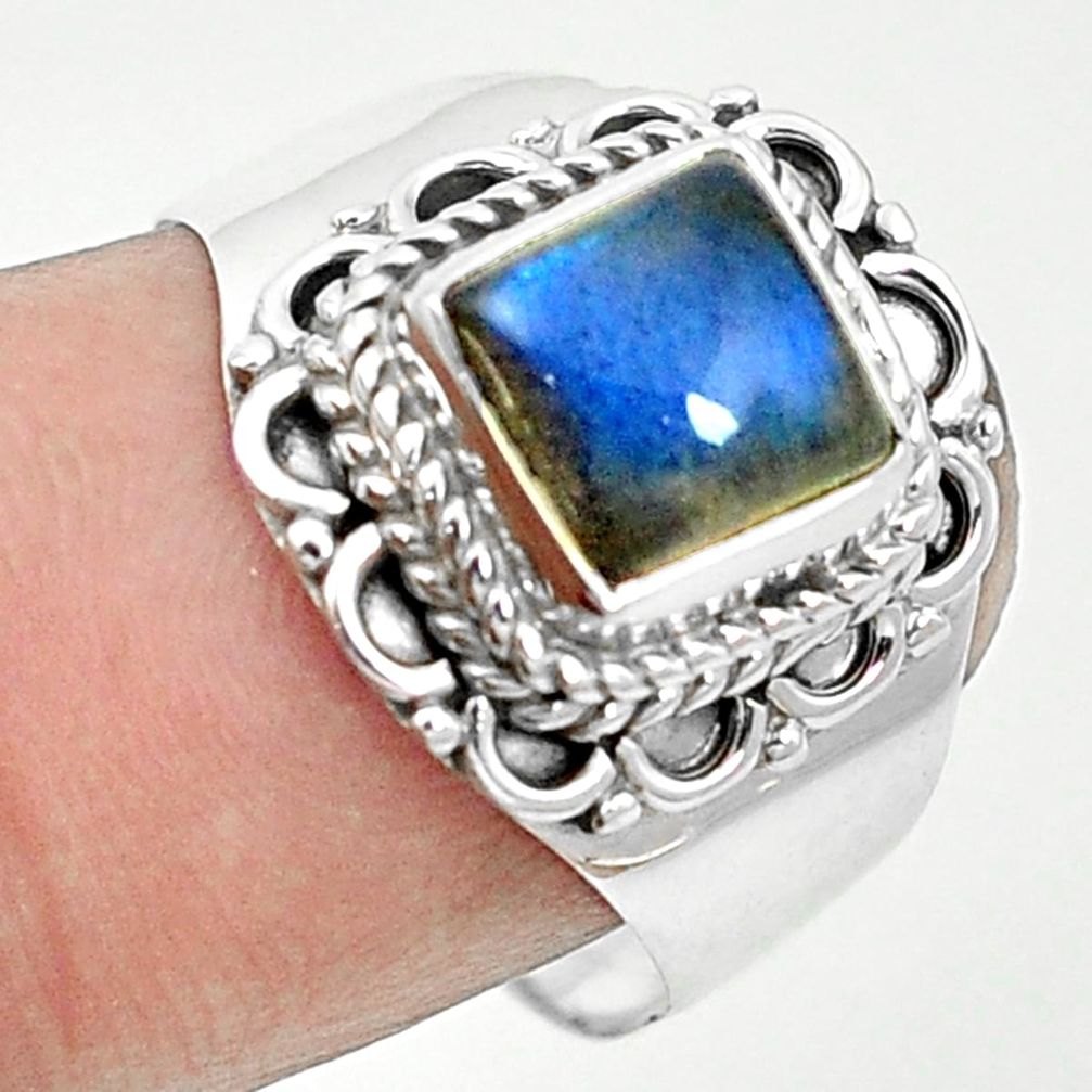 Natural blue labradorite 925 sterling silver ring jewelry size 8 m46911