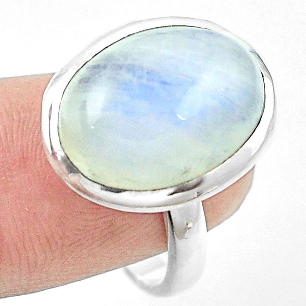 Natural rainbow moonstone 925 sterling silver ring jewelry size 7.5 m47106