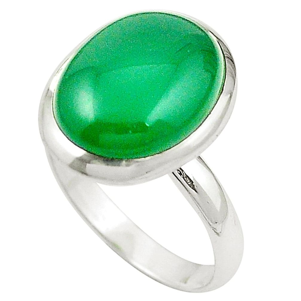 925 sterling silver natural green chalcedony ring jewelry size 7.5 m47118