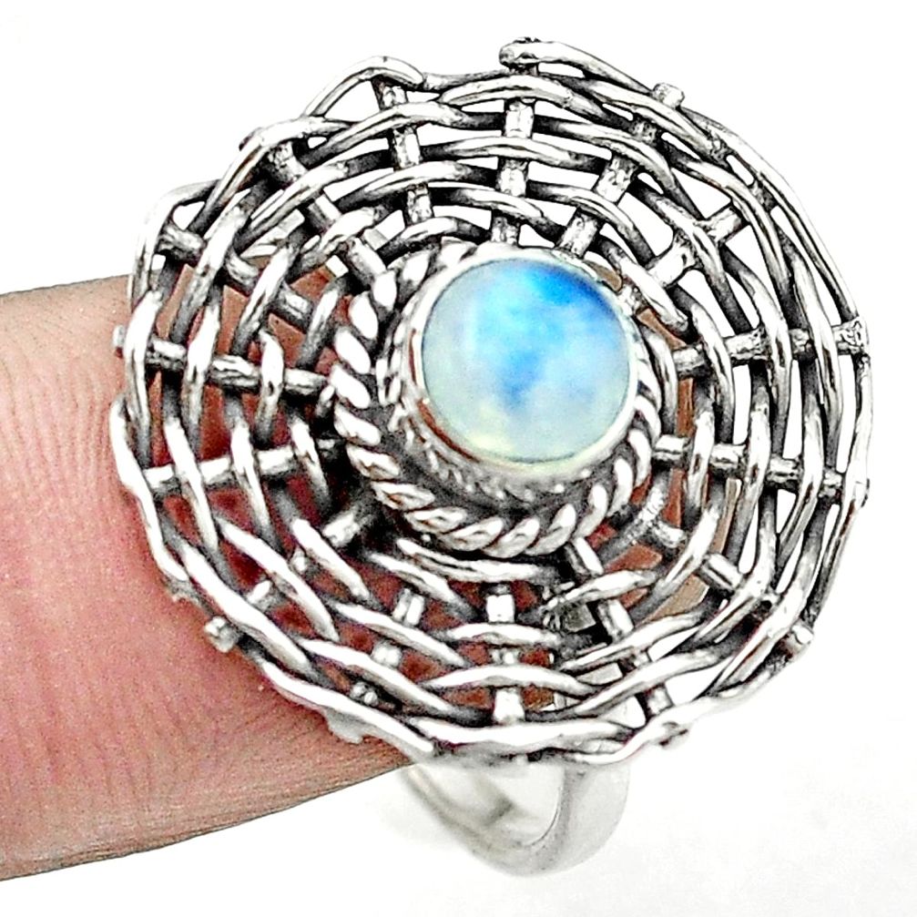 925 sterling silver natural rainbow moonstone ring jewelry size 9 m47131