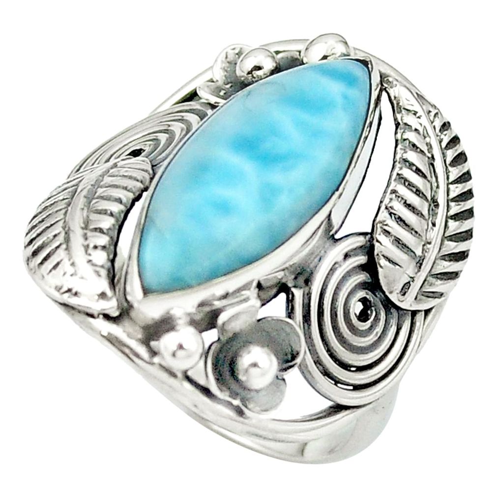 Natural blue larimar 925 sterling silver ring jewelry size 7 m47590