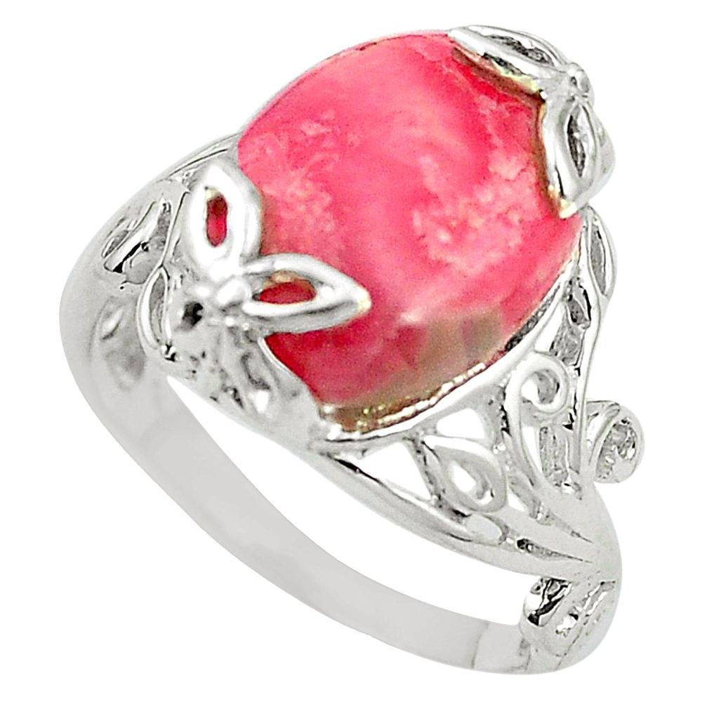 925 silver natural pink rhodochrosite inca rose (argentina) ring size 10 m47636