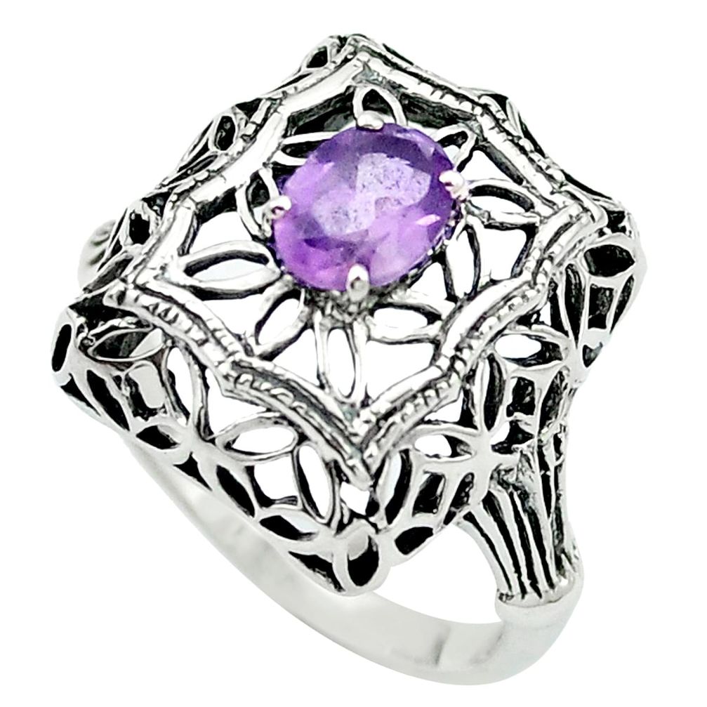 Natural purple amethyst 925 sterling silver ring jewelry size 5.5 m47643