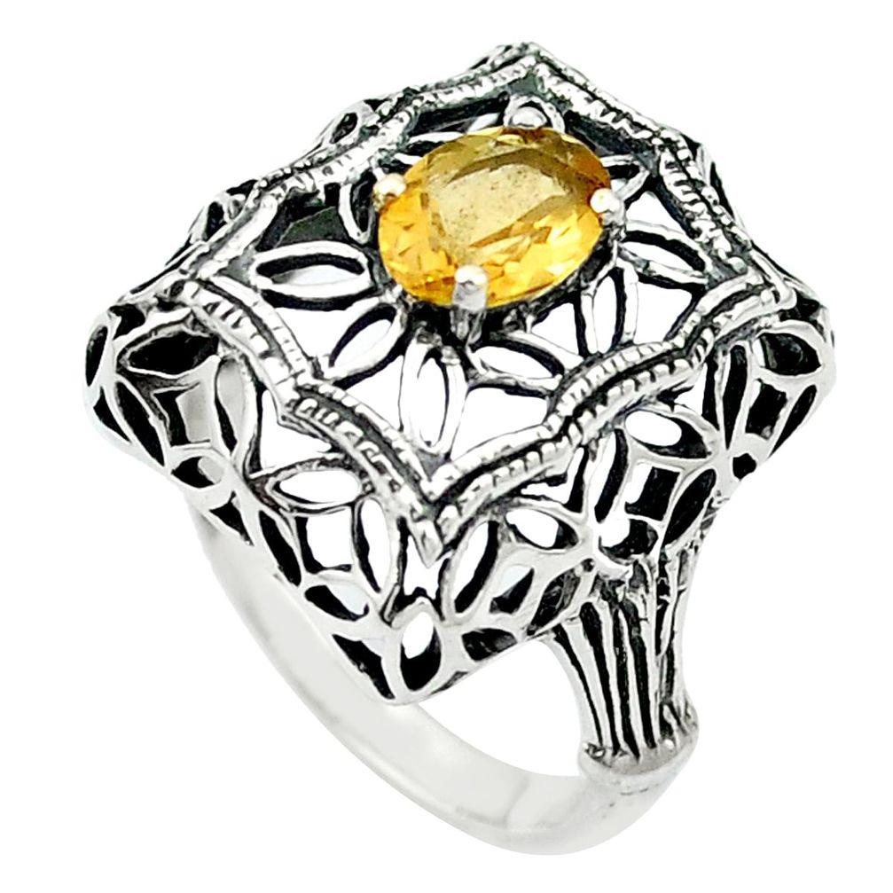 Natural yellow citrine 925 sterling silver ring jewelry size 8.5 m47646