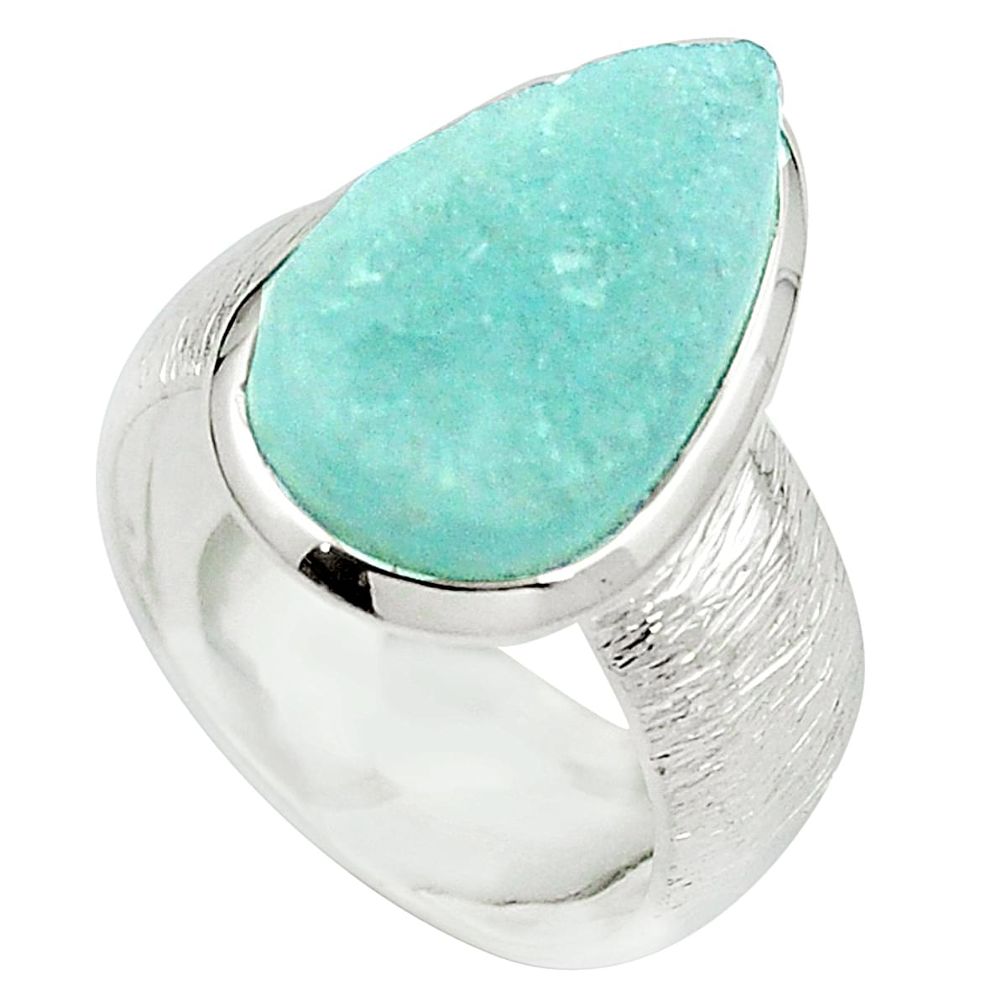 925 sterling silver natural aqua aquamarine rough pear ring size 6.5 m47705