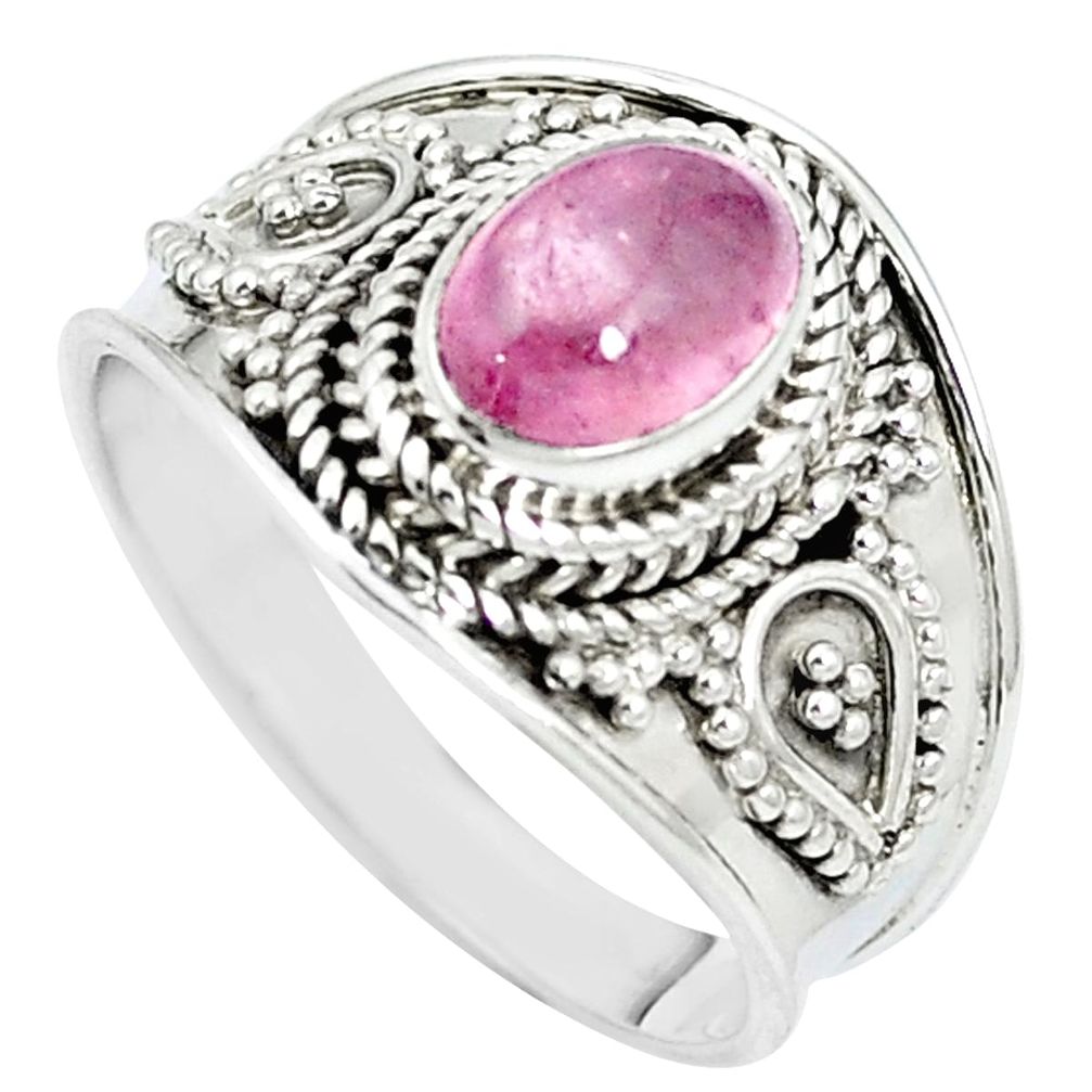Natural pink tourmaline 925 sterling silver ring jewelry size 7 m47781