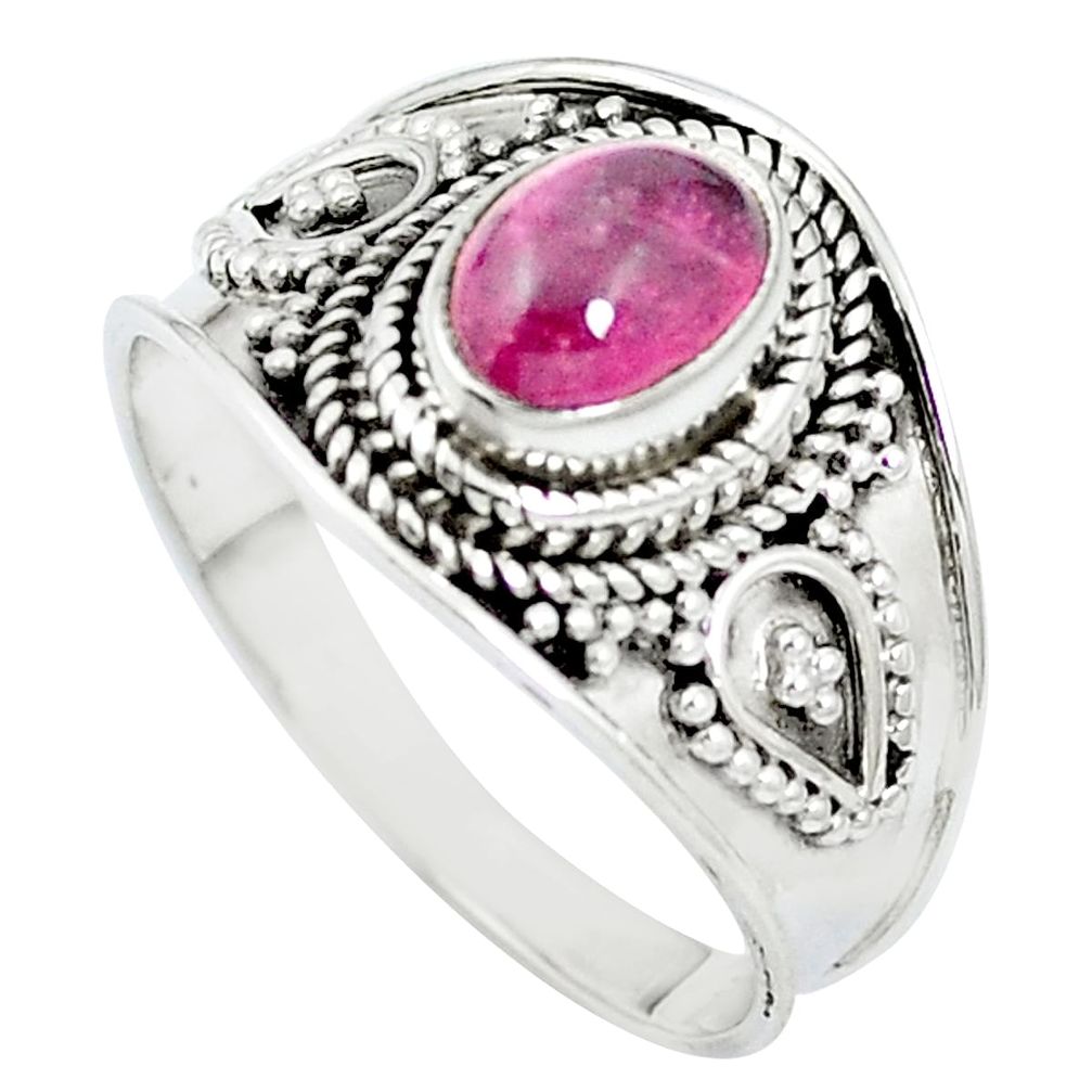 Natural pink tourmaline 925 sterling silver ring jewelry size 8 m47784
