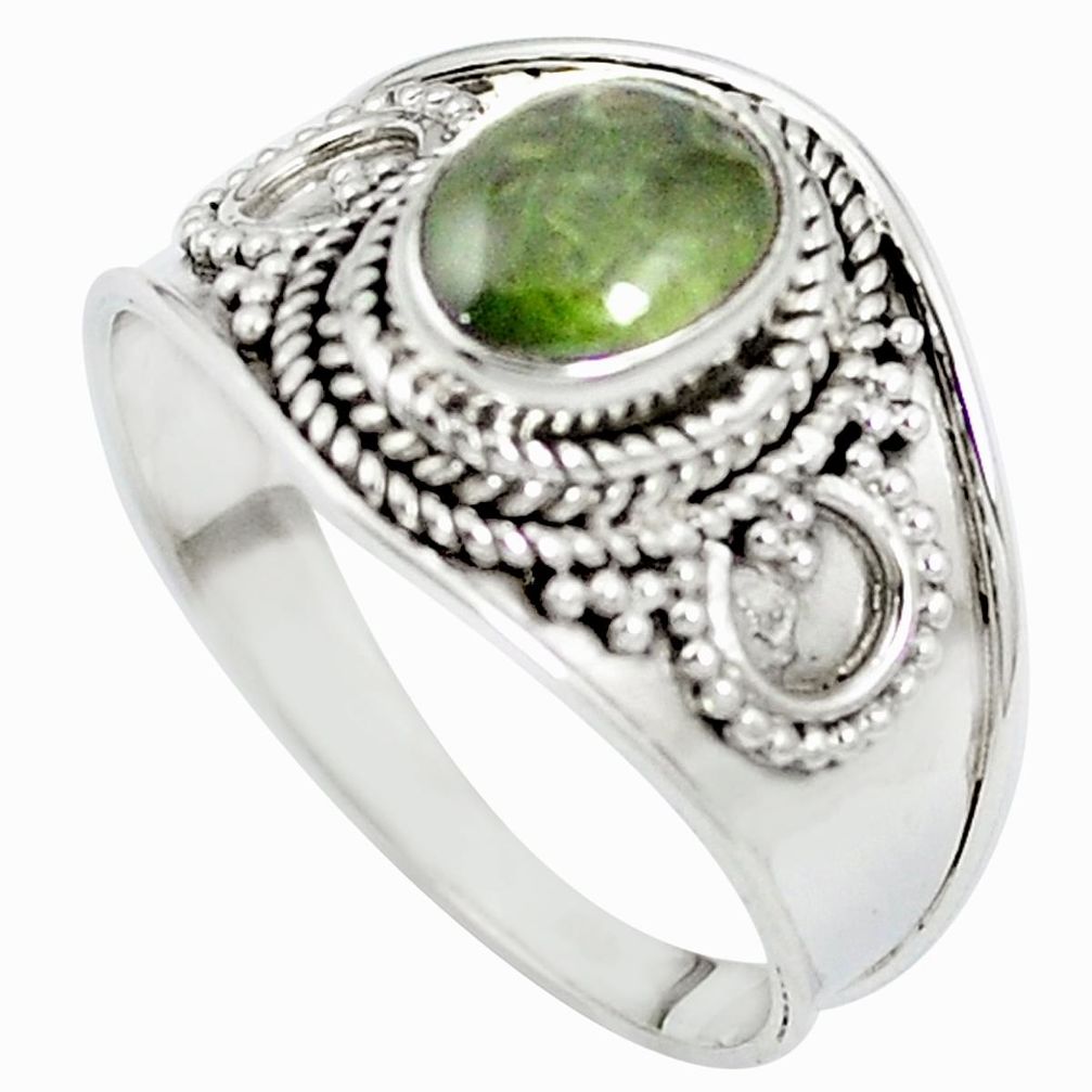 Natural green tourmaline 925 sterling silver ring jewelry size 8 m47813