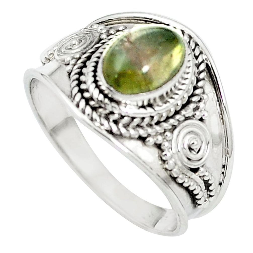 Natural green tourmaline 925 sterling silver ring jewelry size 7 m47815