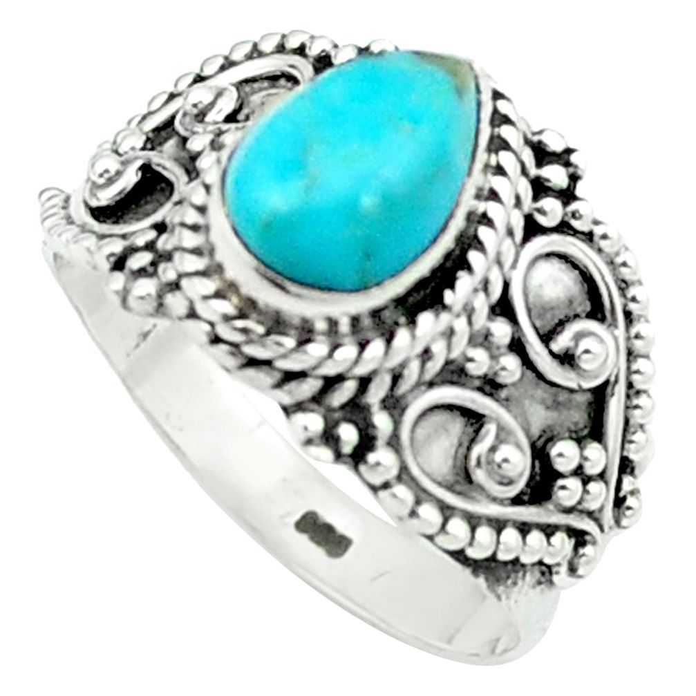 Green arizona mohave turquoise 925 sterling silver ring size 6 m48911