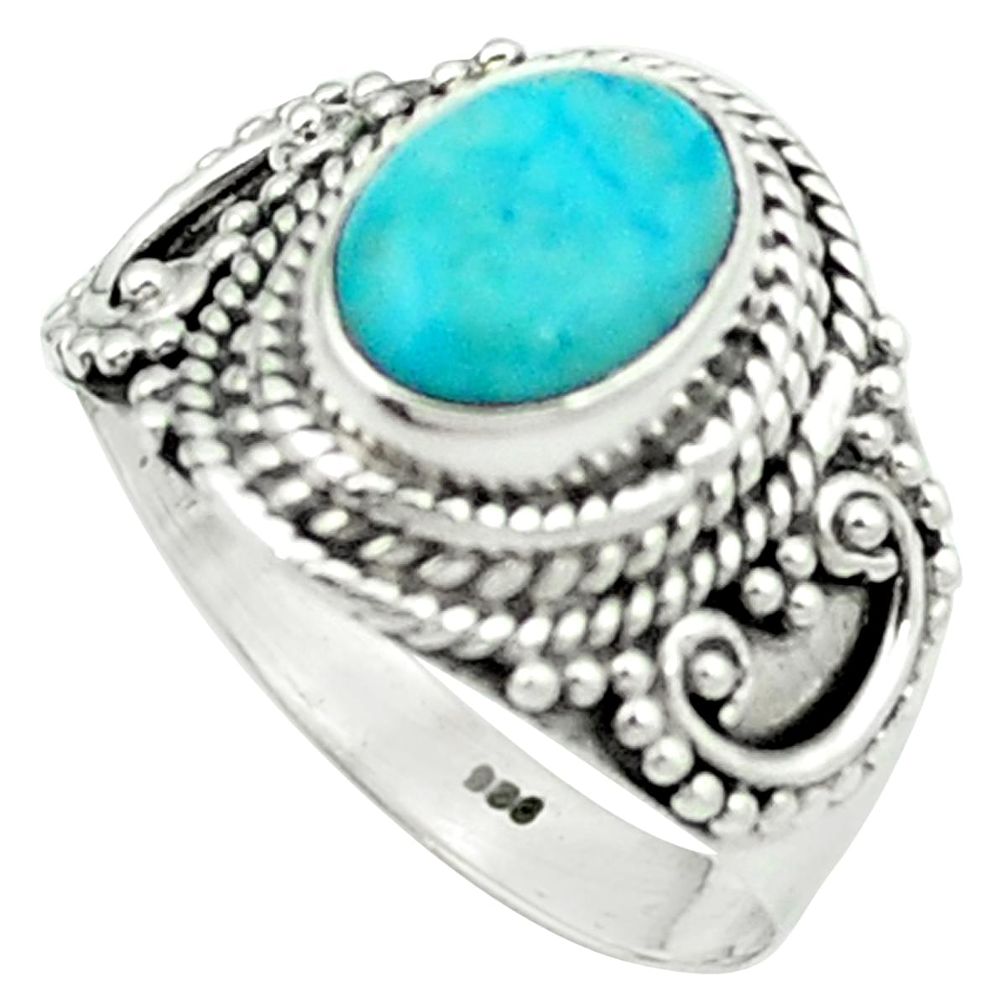 Green arizona mohave turquoise 925 sterling silver ring size 7 m48916