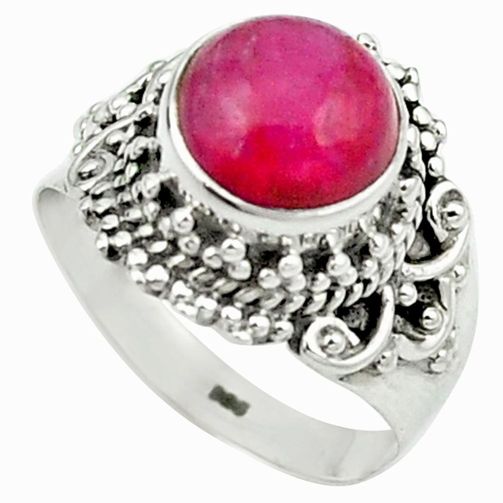 925 sterling silver natural red ruby round ring jewelry size 6 m48924