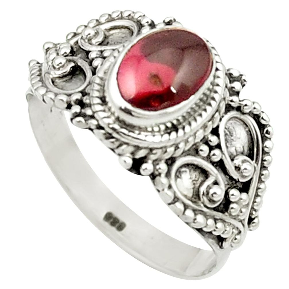 Natural red garnet 925 sterling silver ring jewelry size 7.5 m48931