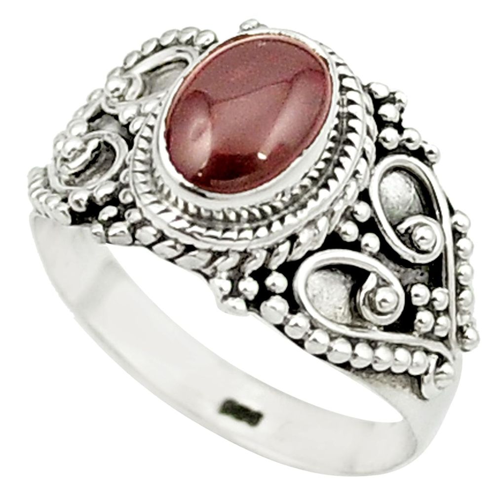 Natural red garnet 925 sterling silver ring jewelry size 7 m48932