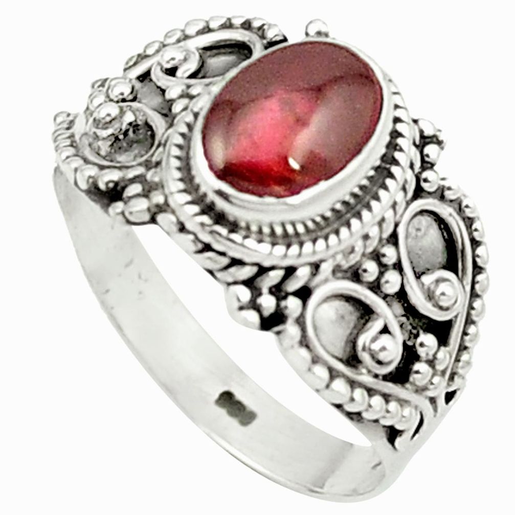 Natural red garnet 925 sterling silver ring jewelry size 6.5 m48938