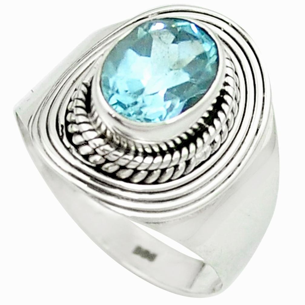 Natural blue topaz 925 sterling silver ring jewelry size 7.5 m48943