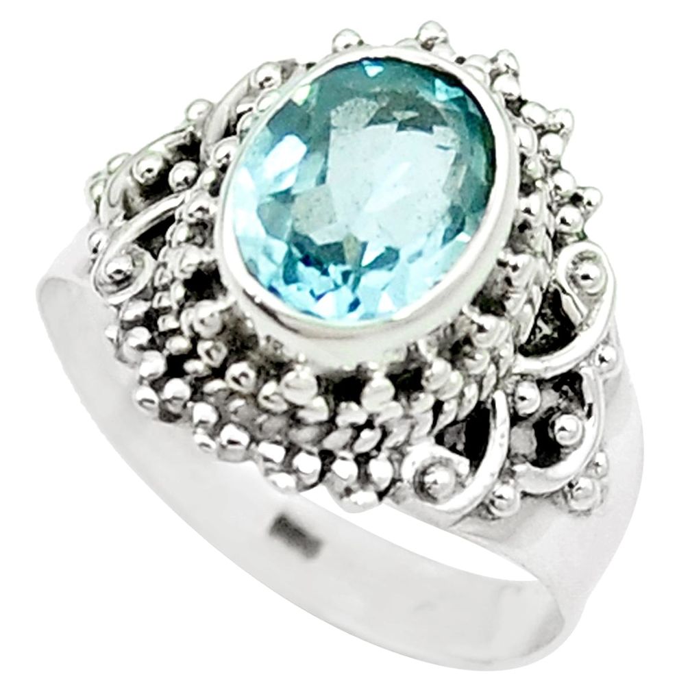 Natural blue topaz 925 sterling silver ring jewelry size 7 m48954