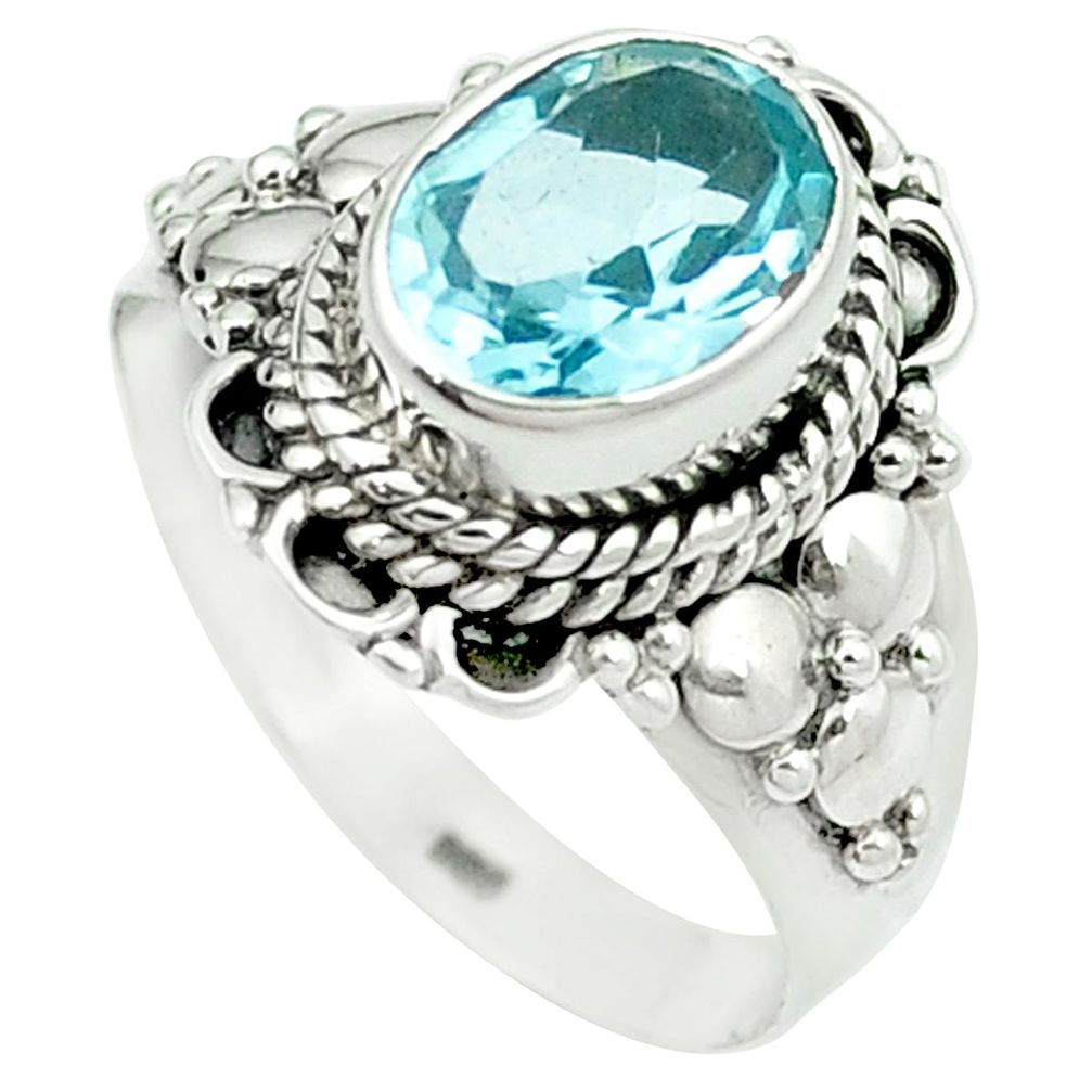 Natural blue topaz 925 sterling silver ring jewelry size 7.5 m48957