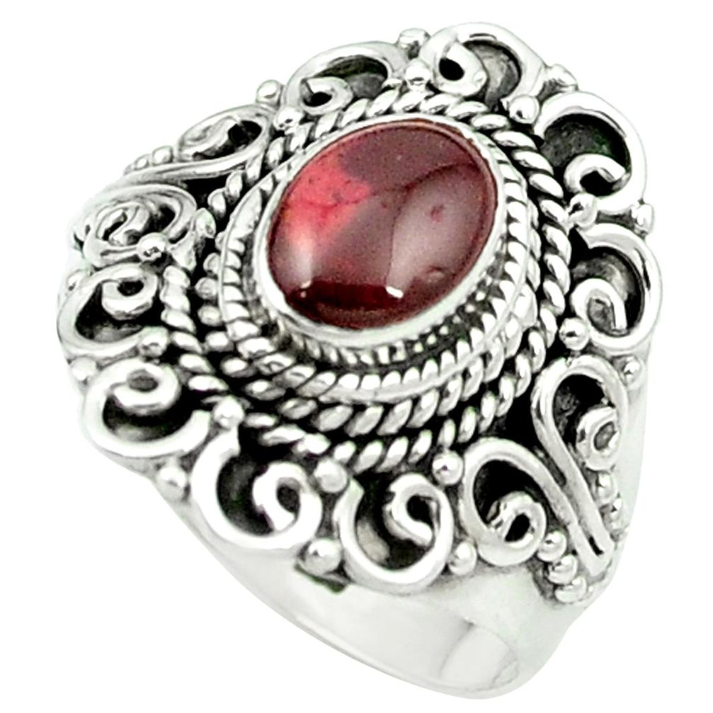 Natural red garnet 925 sterling silver ring jewelry size 7 m48960