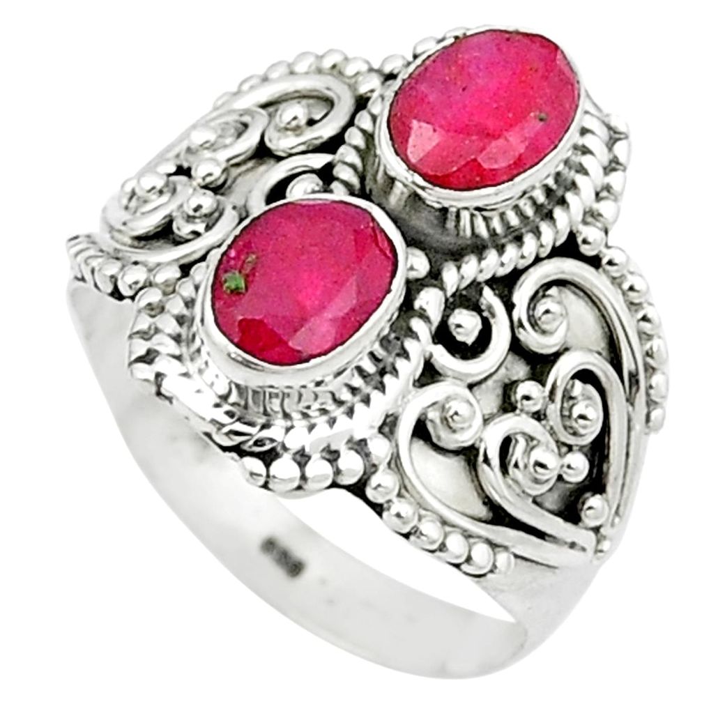 Natural red ruby 925 sterling silver ring jewelry size 8 m48978