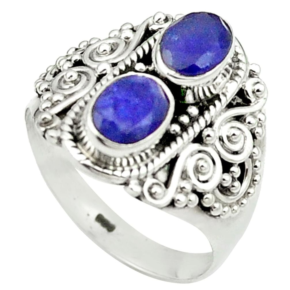 925 sterling silver natural blue sapphire ring jewelry size 8.5 m48985