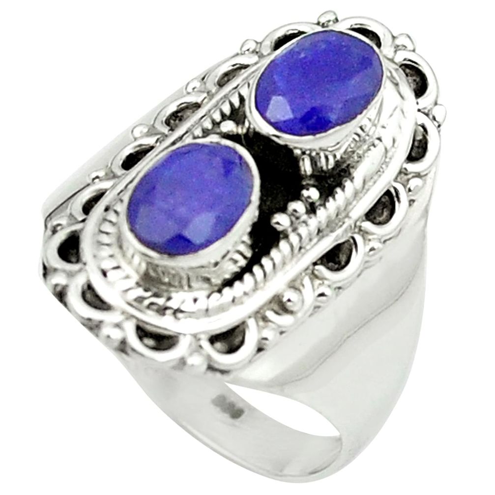 Natural blue sapphire 925 sterling silver ring jewelry size 8.5 m48987