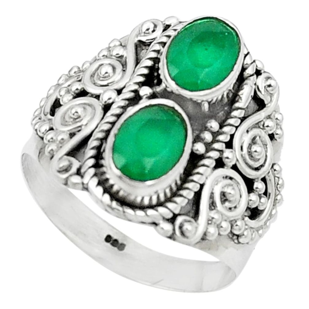 Green emerald quartz 925 sterling silver ring jewelry size 7 m49292