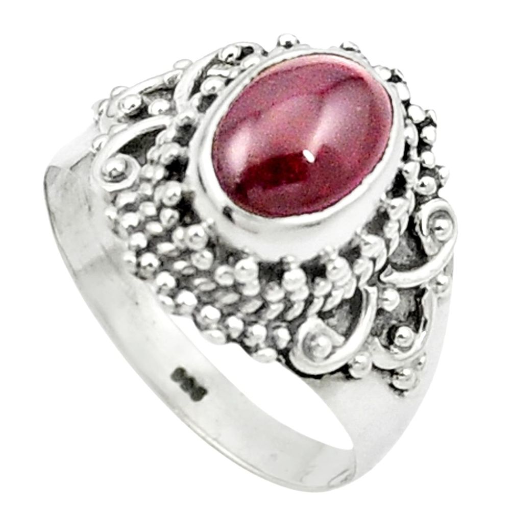 925 sterling silver natural red garnet oval ring jewelry size 7 m49338