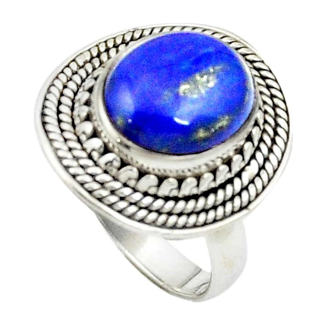 Natural blue lapis lazuli 925 sterling silver ring jewelry size 6.5 m49389