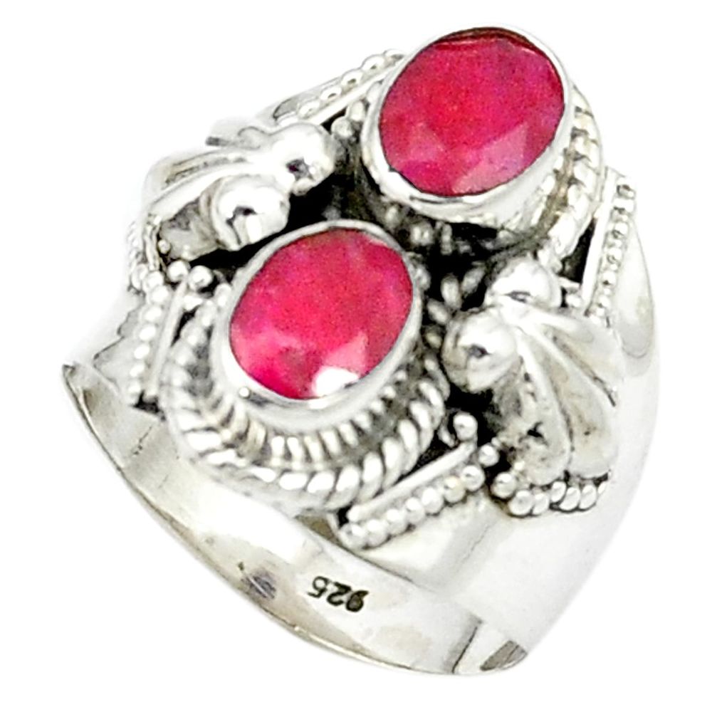 Natural red ruby 925 sterling silver ring jewelry size 6 m49390