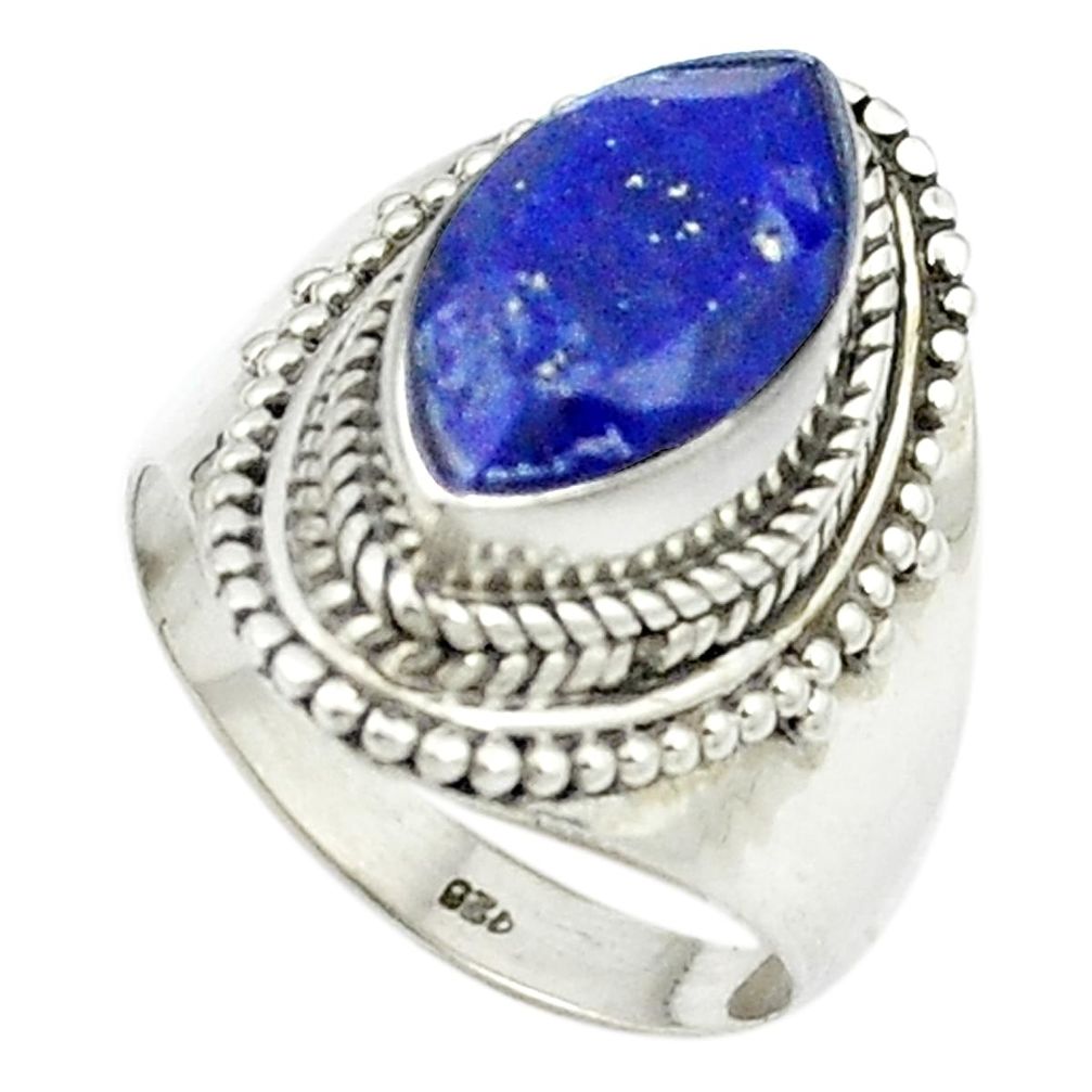 Natural blue lapis lazuli 925 sterling silver ring jewelry size 7 m49391