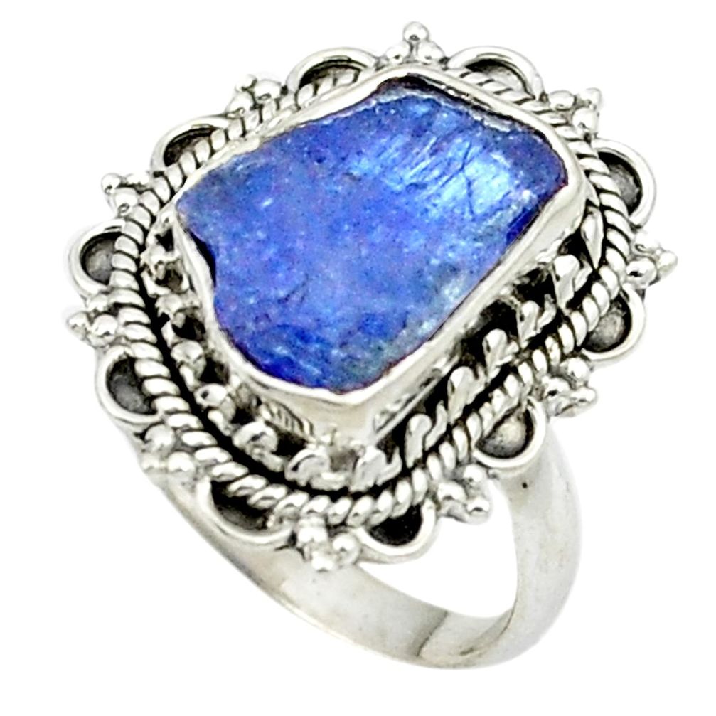 Natural blue tanzanite rough 925 sterling silver ring size 6.5 m49394